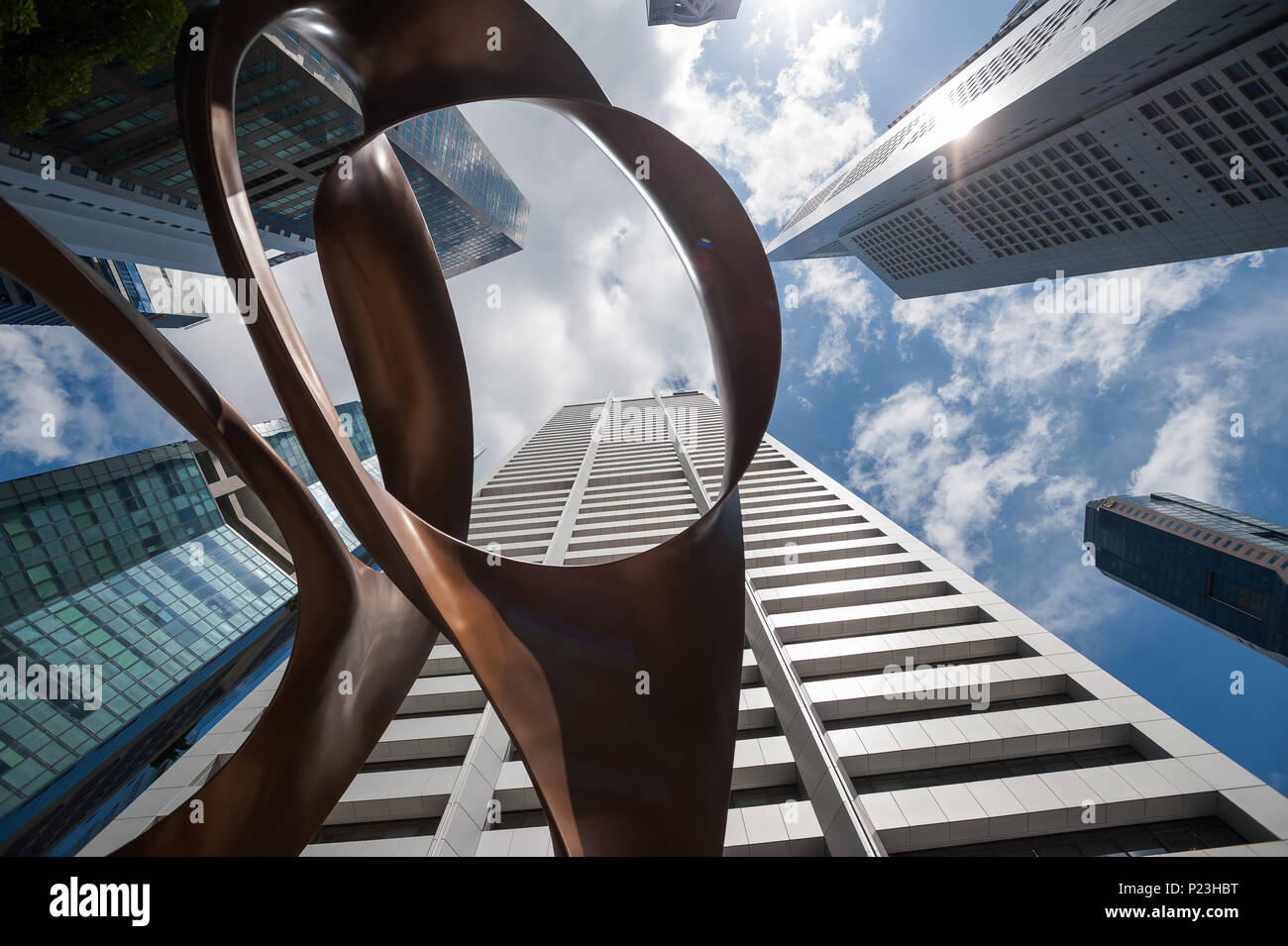 Singapore, Singapore, modern high rise buildings at Raffles Place Stock Photo