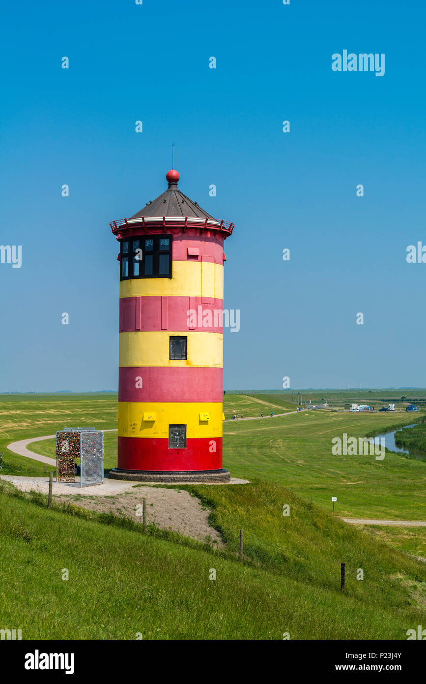 Lighthouse, Leuchtturm Pilsum, Krummhörn, Pilsum, East Frisia, Ostfriesland, Lower Saxony, Niedersachsen, Germany, Deutschland Stock Photo