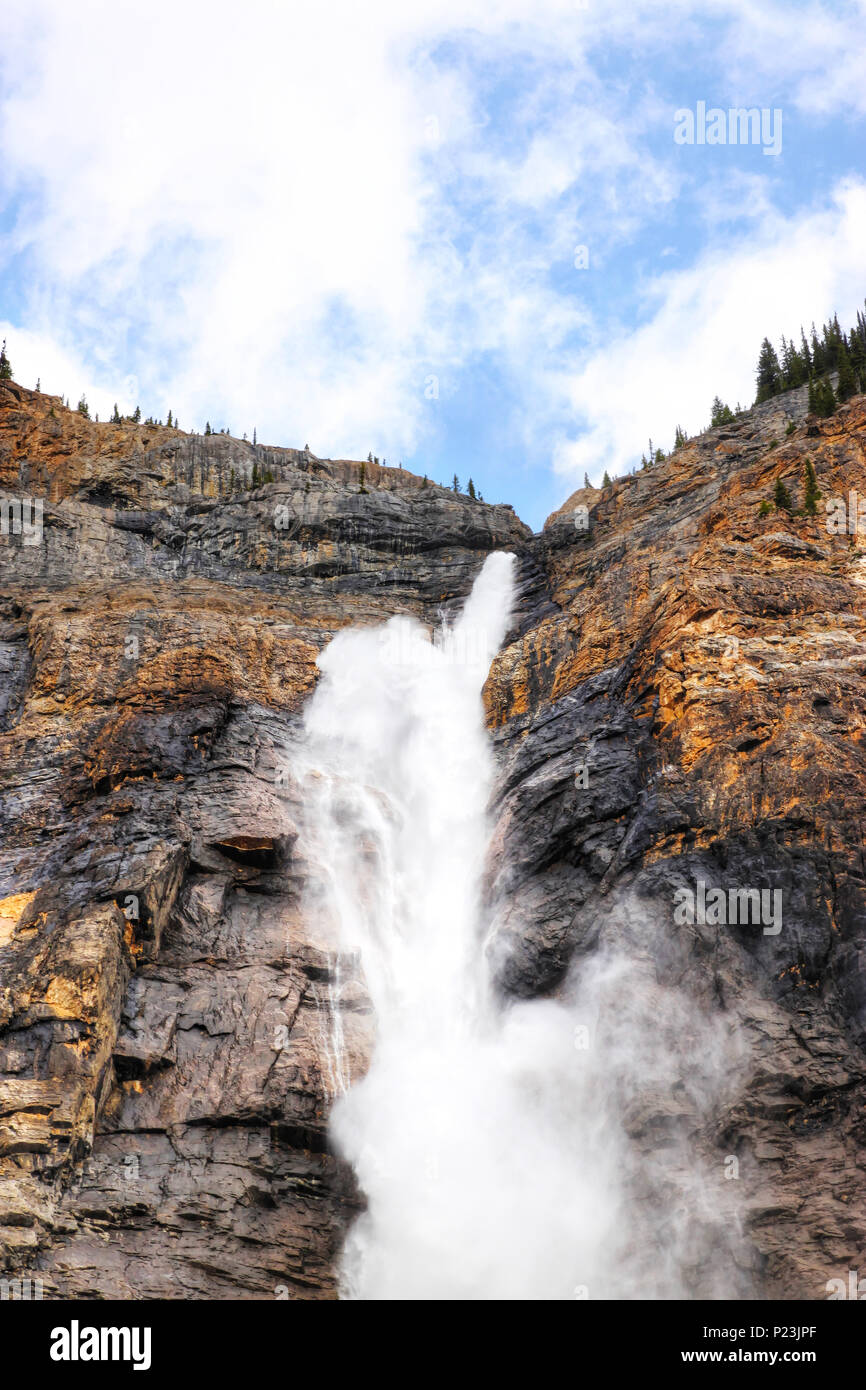 Powerful Takakkaw Falls in Yoho National Park near Field, British