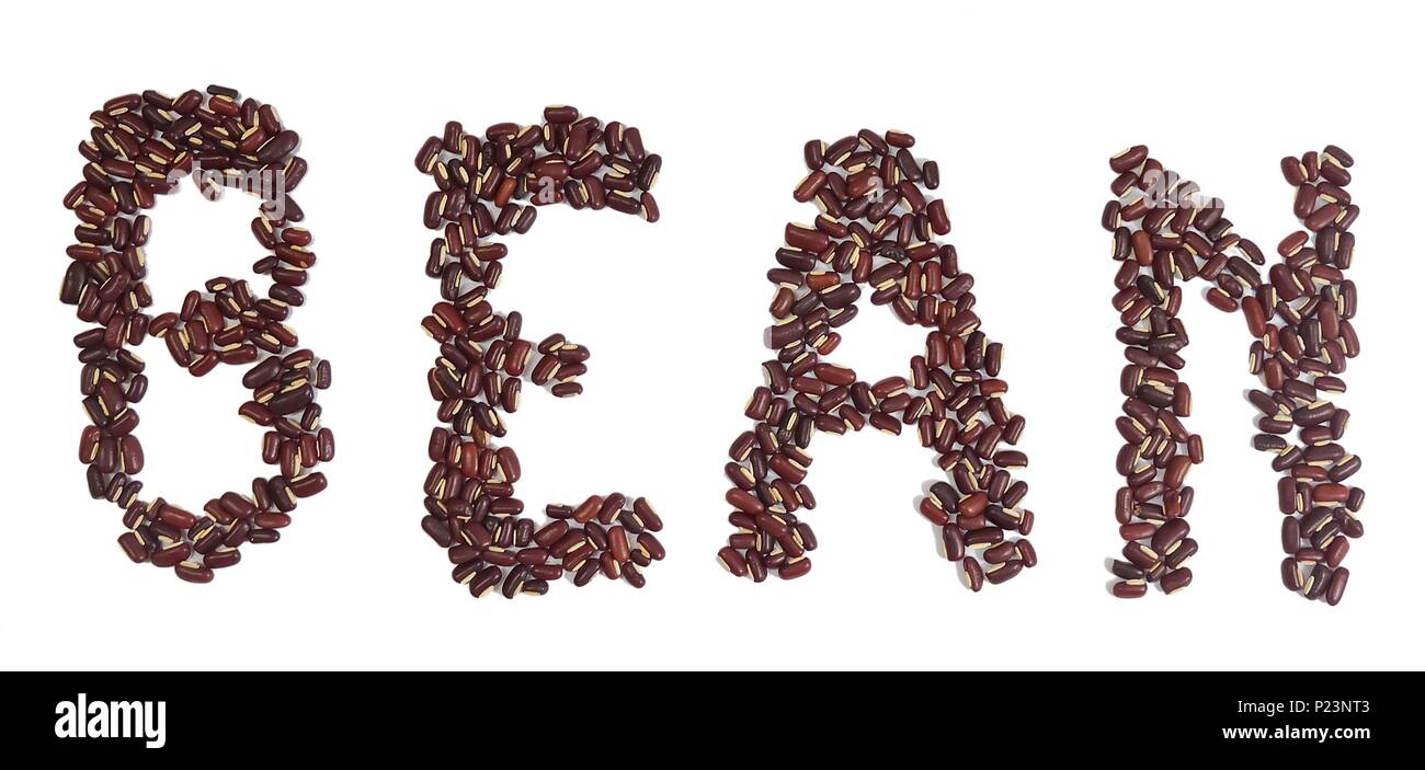 Dried Kidney Beans Forming in "Bean" Wording Isolated on White