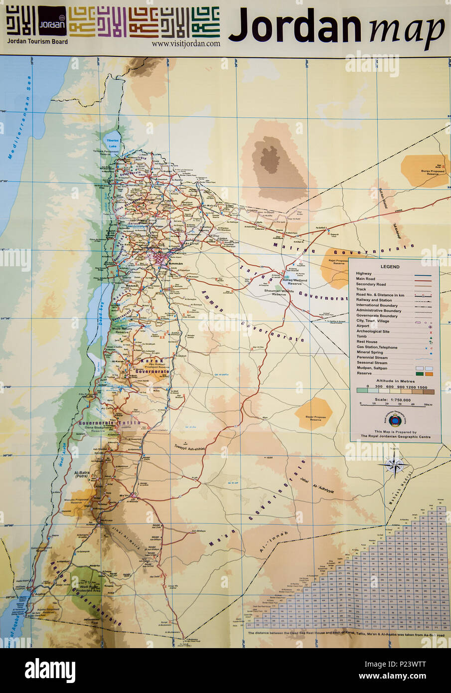 Map of Jordan Stock Photo - Alamy