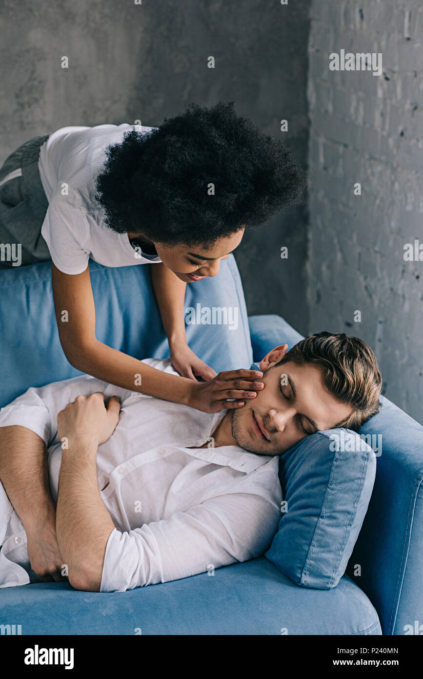 African Couple Sleeping On Sofa High Resolution Stock Photography and ...