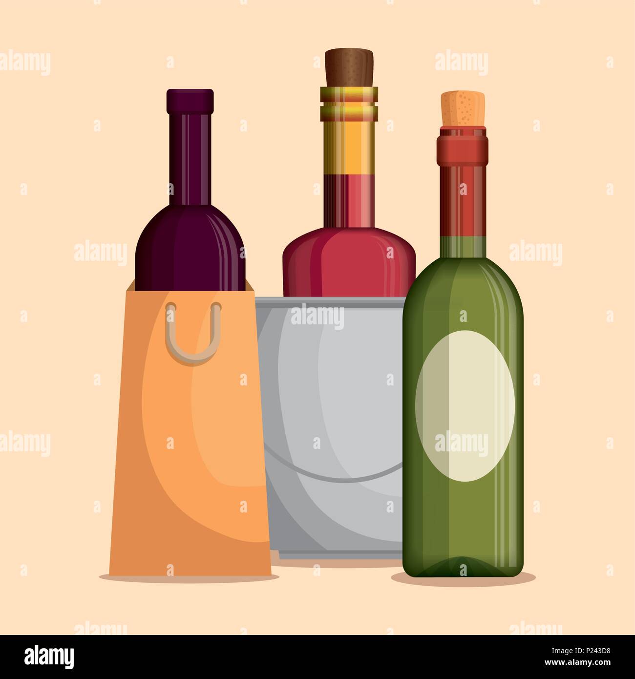 set red wine bottles vector illustration design Stock Vector Image