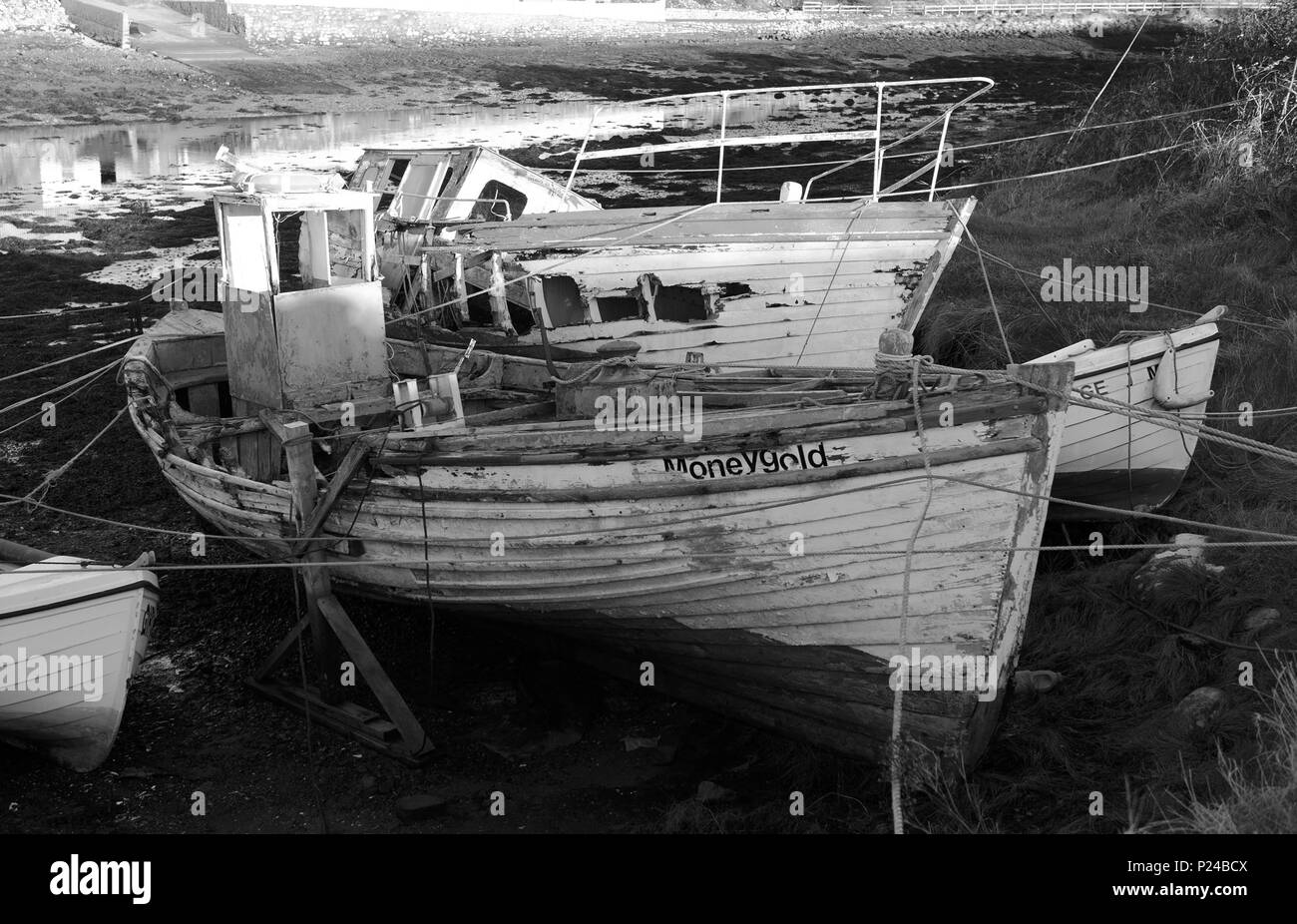 Old fishing boats Black and White Stock Photos & Images - Alamy