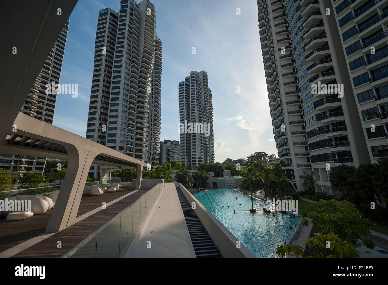 Singapore, Singapore, D'Leedon Residential complex with swimming pool