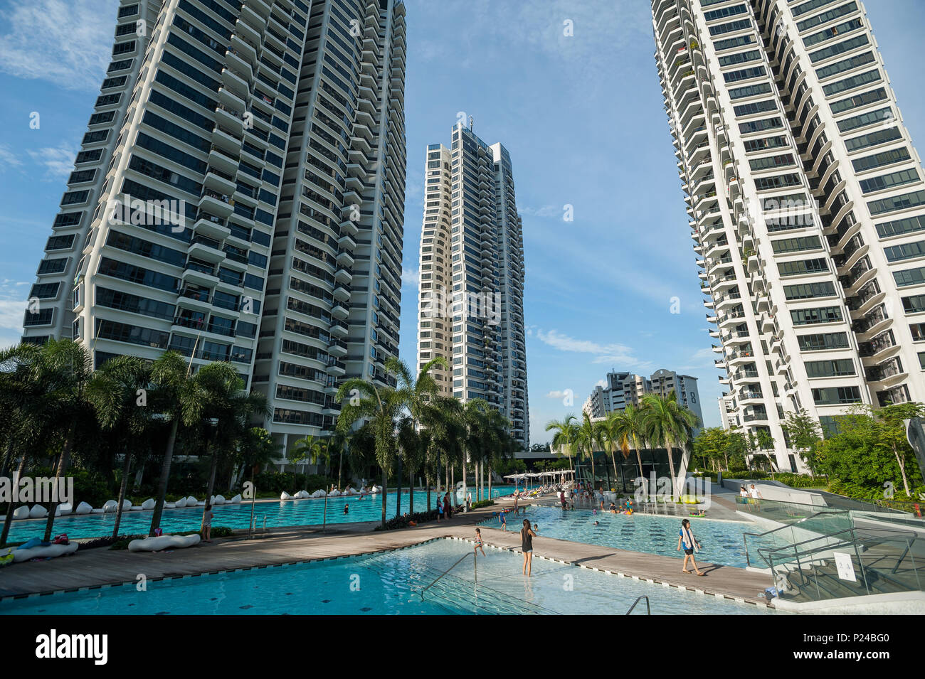Singapore, Singapore, D'Leedon Residential complex with swimming pool
