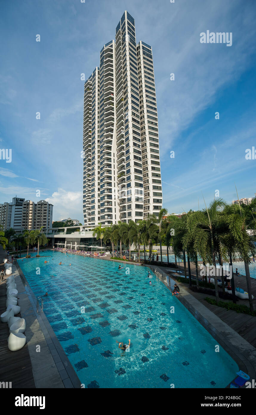 Singapore, Singapore, D'Leedon Residential complex with swimming pool