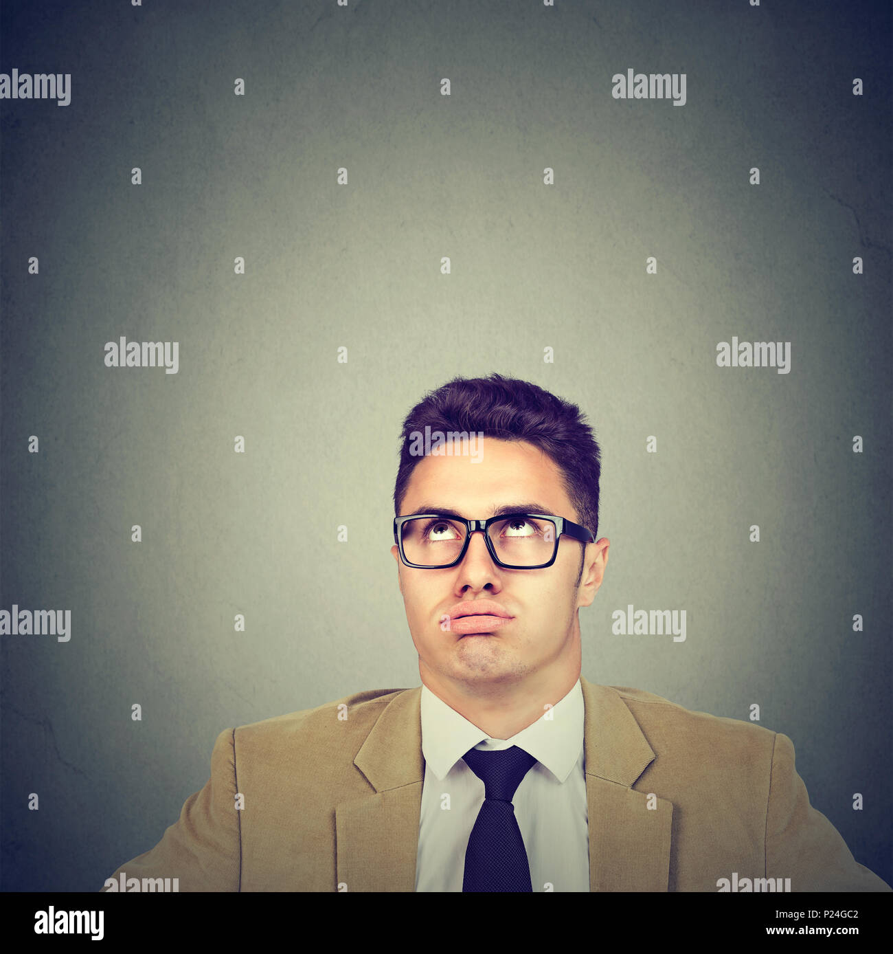 Bored annoyed young business man Stock Photo