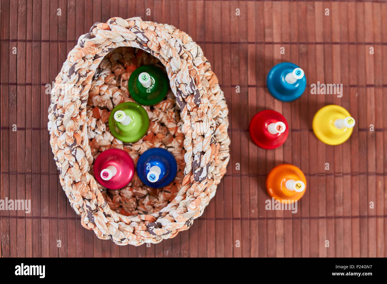 Rainbow bells musical scale Stock Photo