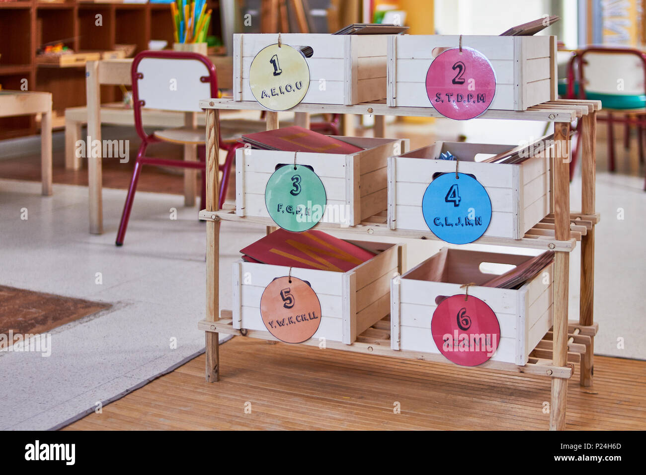 Wood Montessori pronunciation boxes Stock Photo Alamy