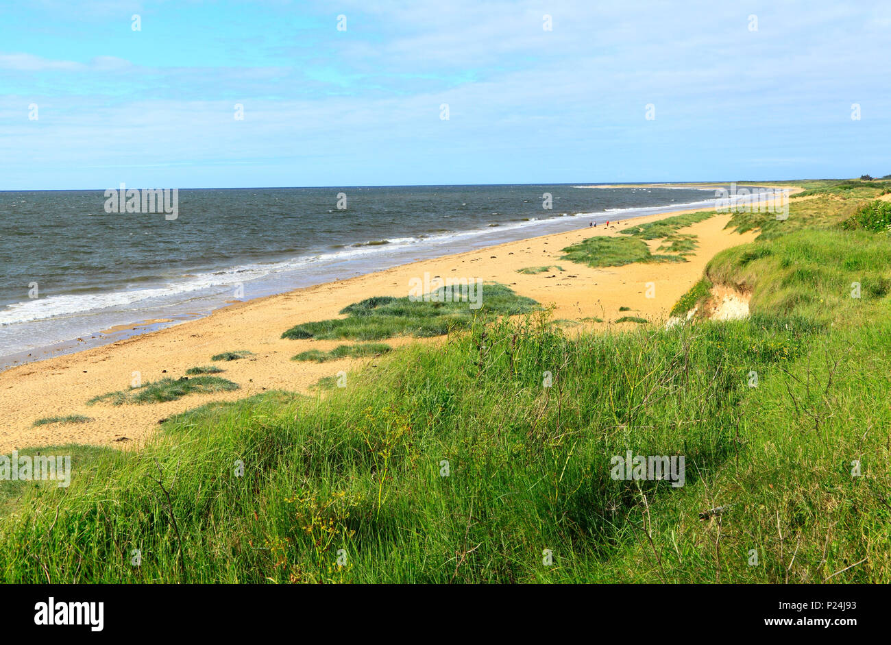 Old Hunstanton, beach, sand, dunes, North Sea, coast, high tide, Norfolk, England, UK Stock Photo