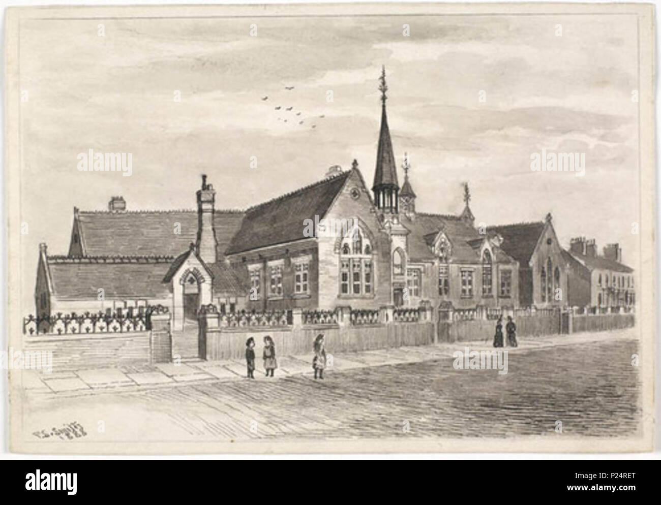 . English: Lambert Street Board School, 1888 . 1888. Smith, Frederick Schultz (1860-1925) 171 Lambert Street Board School, 1888 Stock Photo