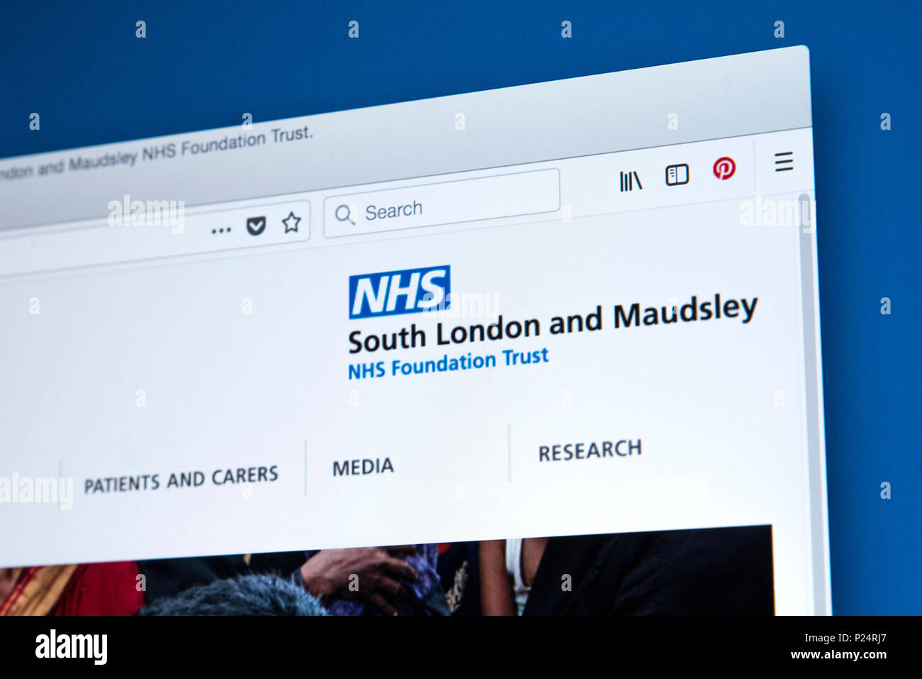 LONDON, UK - MARCH 5TH 2018: The homepage of the official website for the South London and Maudsley NHS Foundation Trust, on 5th March 2018. Stock Photo