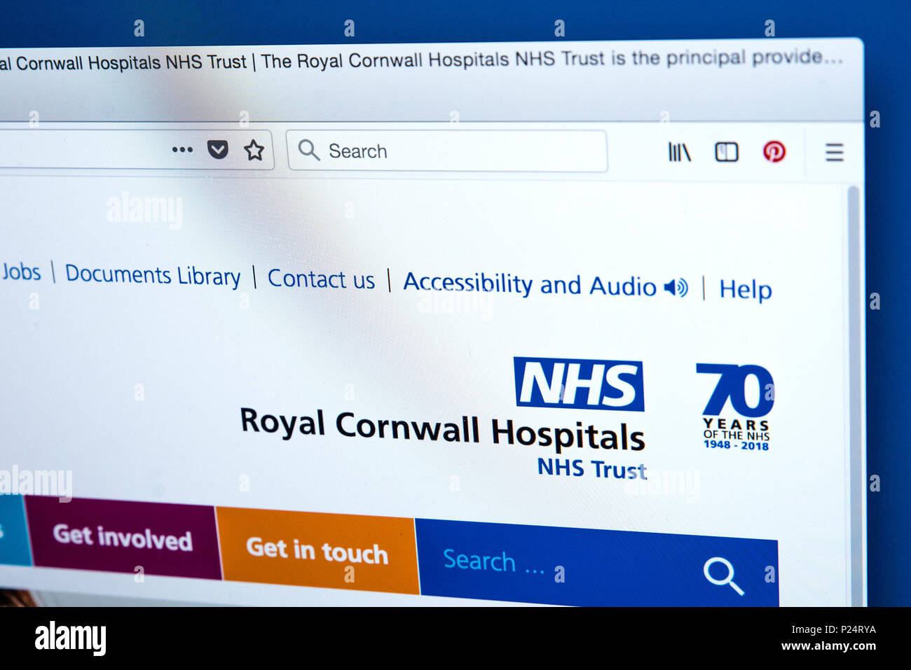LONDON, UK - MARCH 5TH 2018: The homepage of the official website for the Royal Cornwall Hospitals NHS Trust, on 5th March 2018. Stock Photo