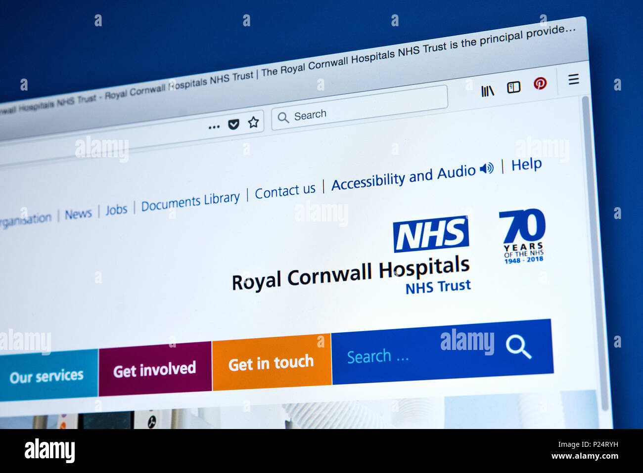 LONDON, UK - MARCH 5TH 2018: The homepage of the official website for the Royal Cornwall Hospitals NHS Trust, on 5th March 2018. Stock Photo