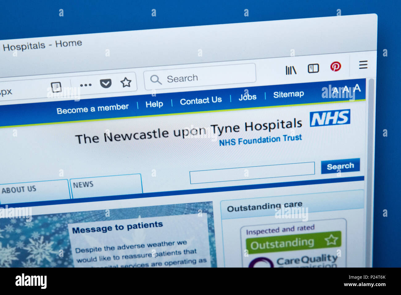 LONDON, UK - MARCH 5TH 2018: The homepage of the official website for the Newcastle Upon Tyne Hospitals NHS Foundation Trust in the UK, on 5th March 2 Stock Photo