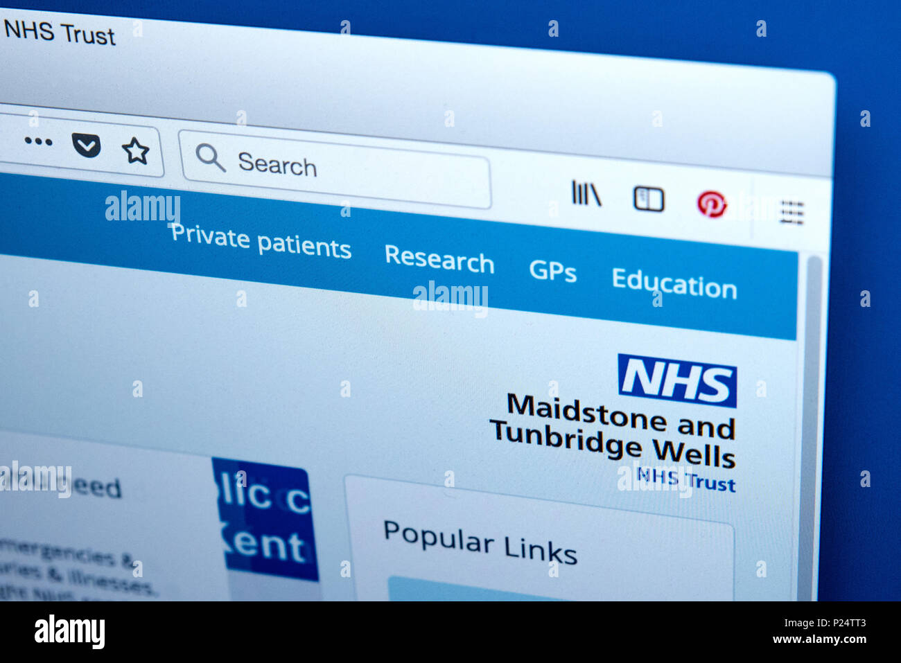 LONDON, UK - MARCH 5TH 2018: The homepage of the official website for the Maidstone and Tunbridge Wells NHS Trust in the UK, on 5th March 2018. Stock Photo