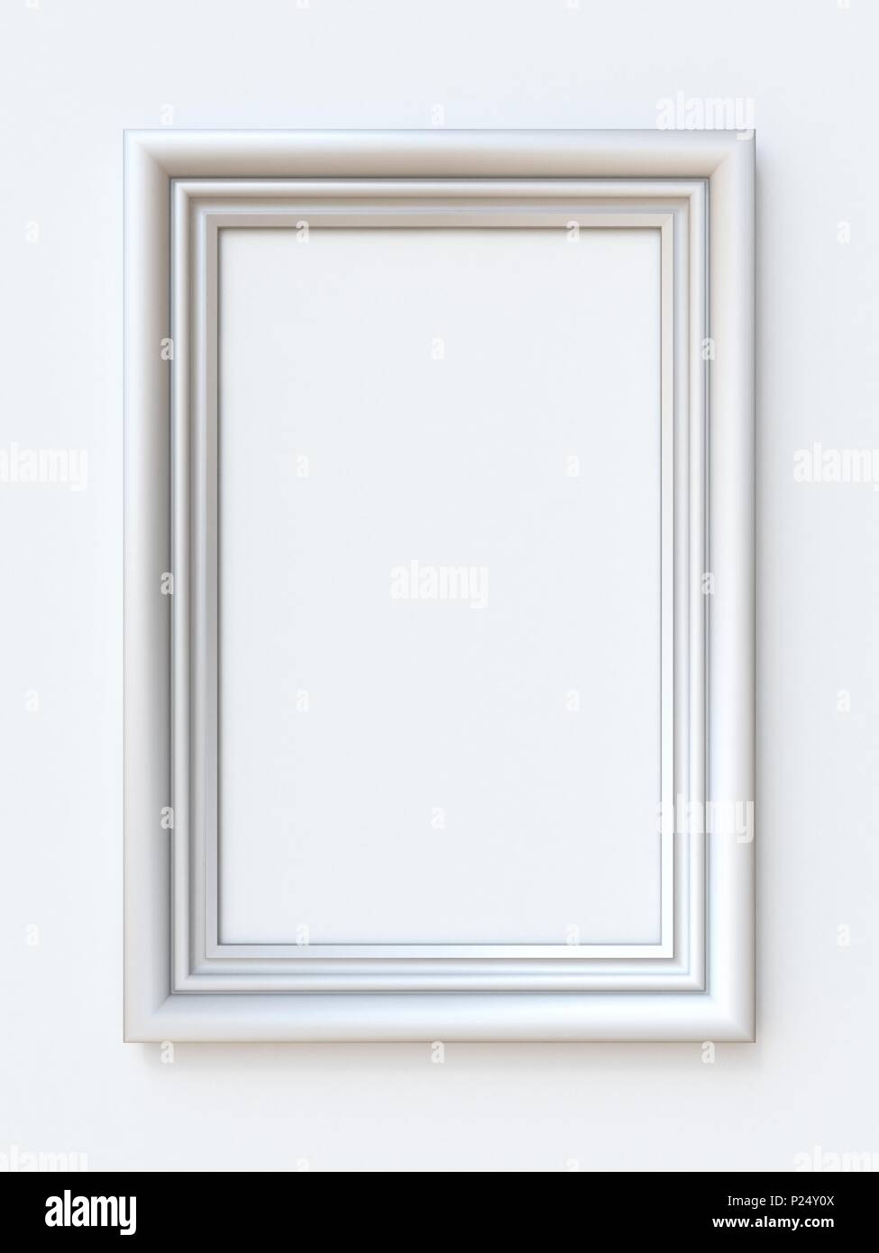White picture frame rectangular 3D rendering illustration isolated on ...