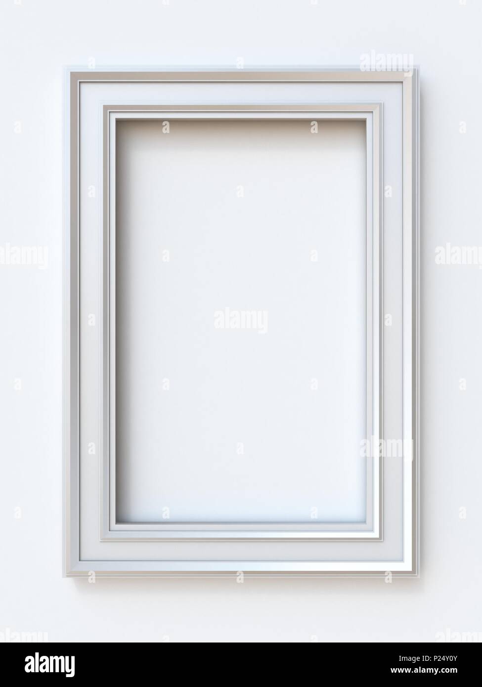 White picture frame rectangular 3D rendering illustration isolated on ...