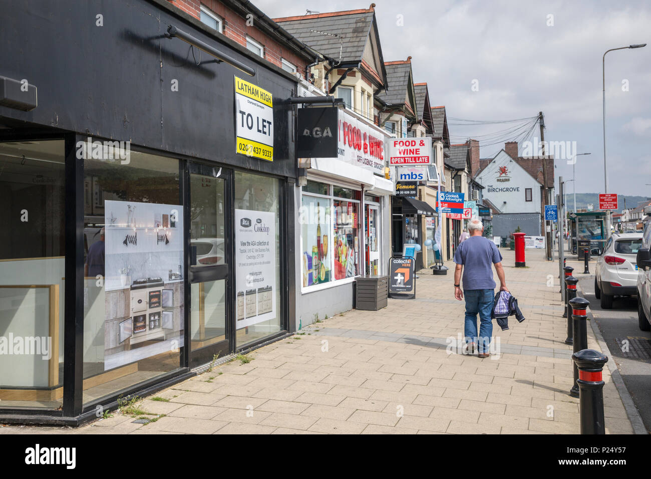 Commercial property shop to let in high street, Cardiff, Wales, UK