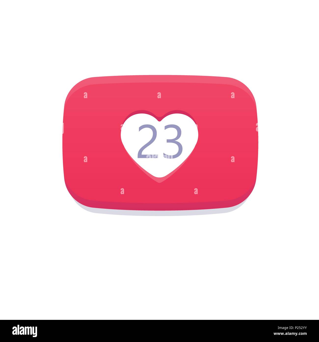 stylized heart with numbers. design layout idea. Counter YouTube Notification Icon like, follower, color gradient. Vector illustration Social media video blog logotype Stock Vector