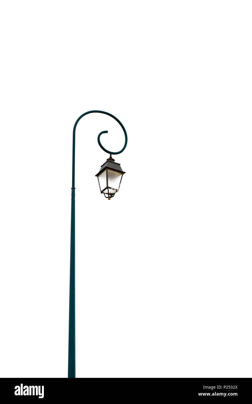 old and nostalgically ornated street lamp, cutout, copy space Stock
