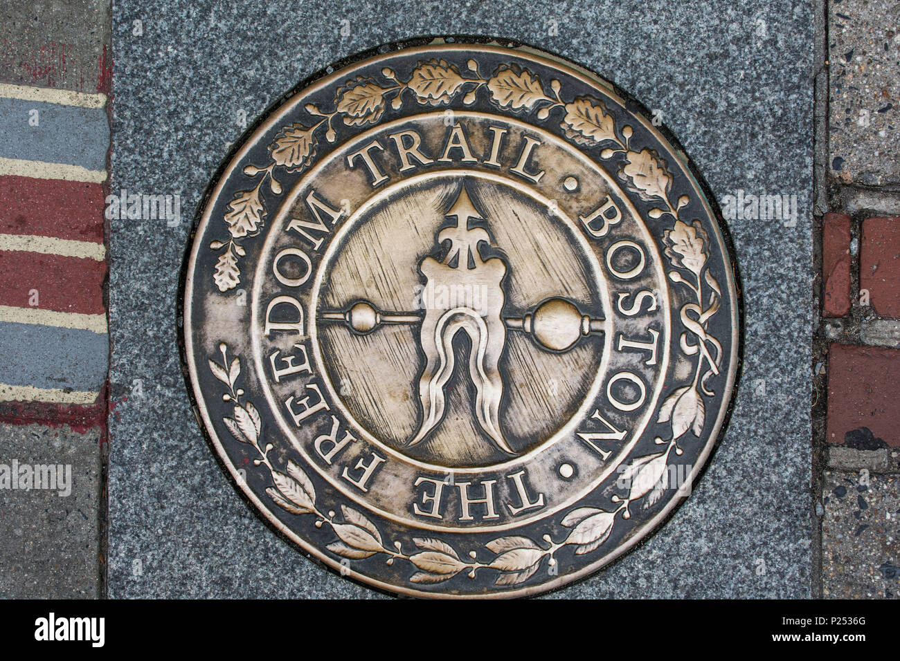 Notice board from 'Freedom Trail' in Boston in the USA Stock Photo