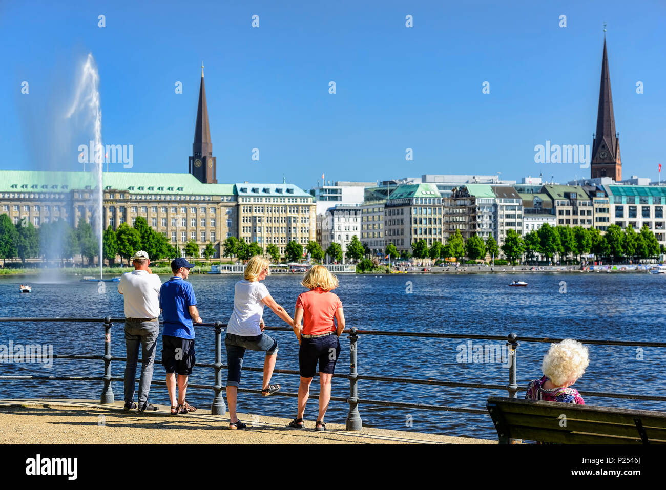 Germany, Hamburg, Neustadt, 'Binnenalster' (Inner Alster), tourists Stock Photo