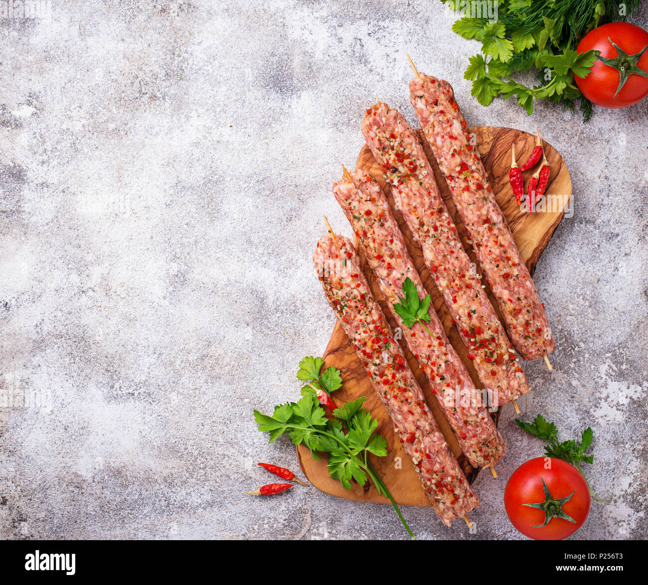 Minced meat skewers lula kebab Stock Photo Alamy