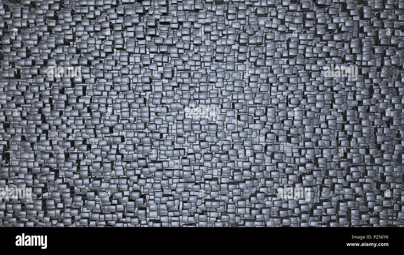Shiny metal cube background. Orderly , even dispersal pattern. 3d render. Stock Photo