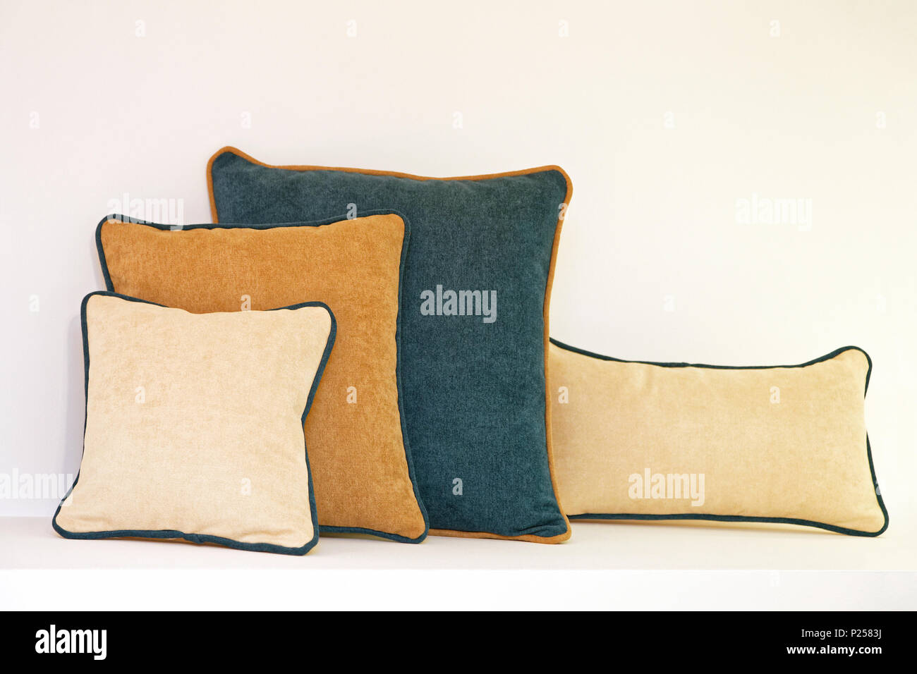 Four Classic Style Plush Pillows Home Decoraiion Stock Photo