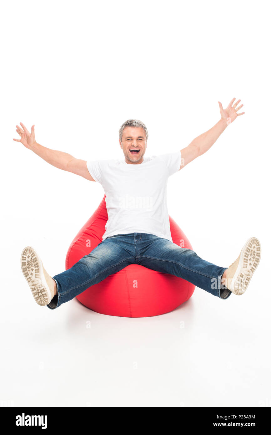 Man sitting on bean bag hi-res stock photography and images - Alamy