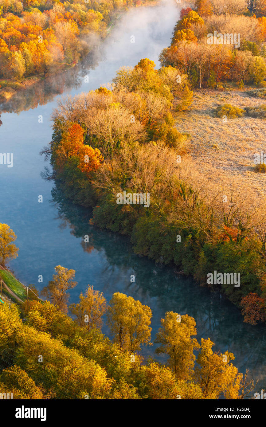Adda river in the autumn time, Airuno, Adda Nord park, Lecco province, Brianza, Lombardy, Italy, Europe Stock Photo