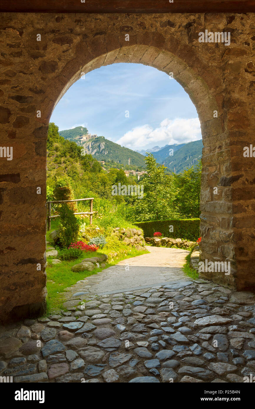 The entrance of Cornello dei Tasso, Camerata Cornello, Bergamo province, Brembana valley, Lombardy, Italy, Europe Stock Photo