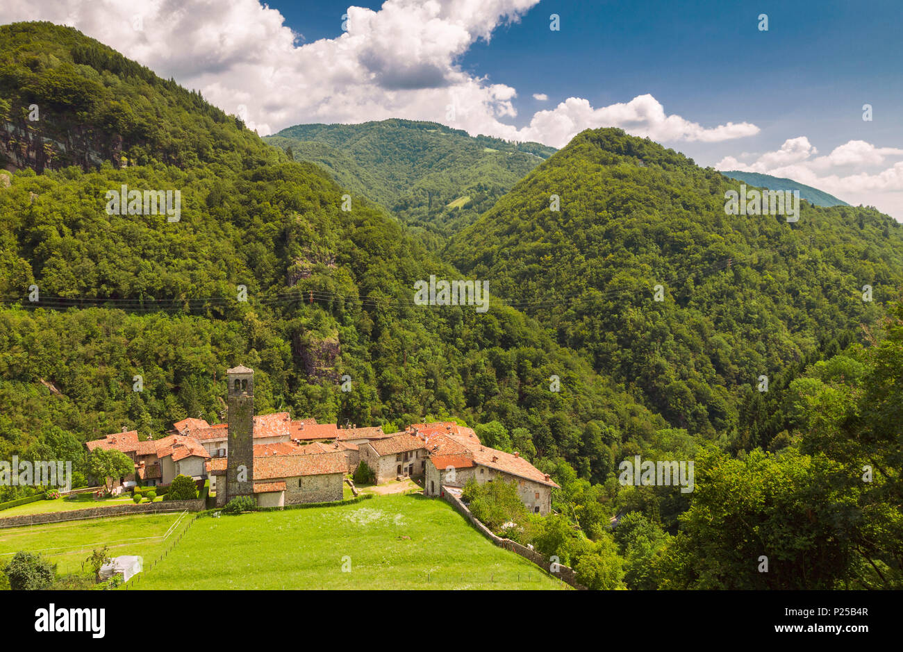 Ancient village of Cornello dei Tasso, Camerata Cornello, Bergamo province, Brembana valley, Lombardy, Italy, Europe Stock Photo