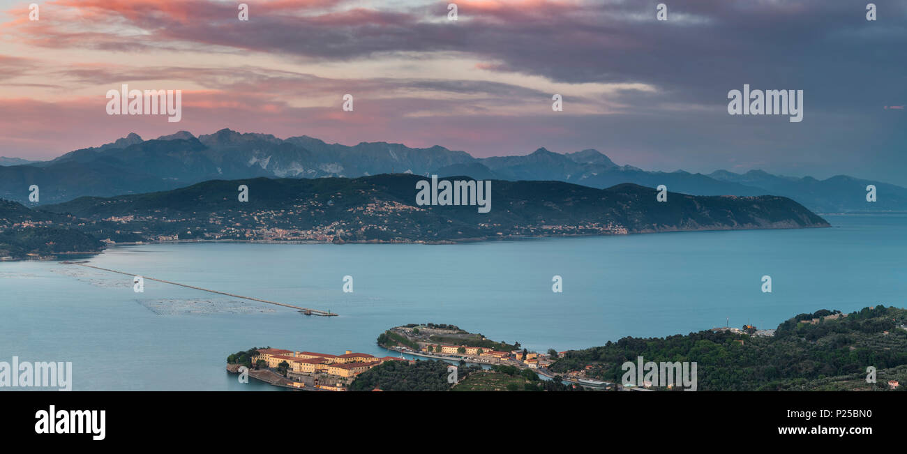 from the Gulf of the Poets to the Apuan Alps, municipality of La Spezia, La Spezia province, Liguria, Italy, Europe Stock Photo