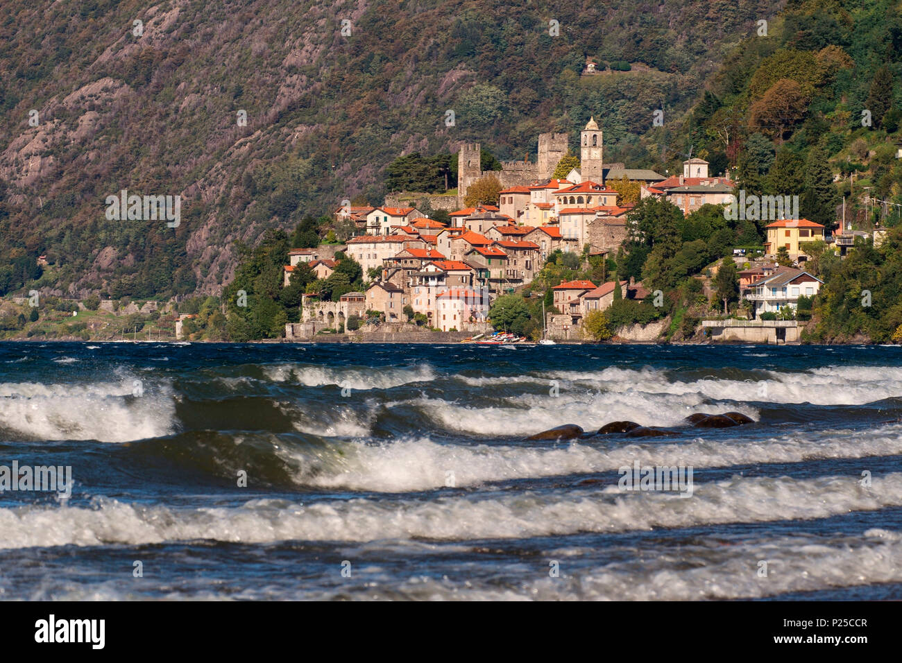 Village of Corenno, Corenno, Dervio, Lecco province, lake Como, Lombardy, Italy, Europe, Stock Photo