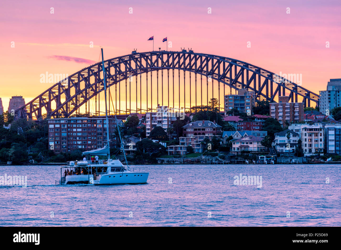 Harbour Bridge at sunset, Sydney, New South Whales, Australia Stock Photo