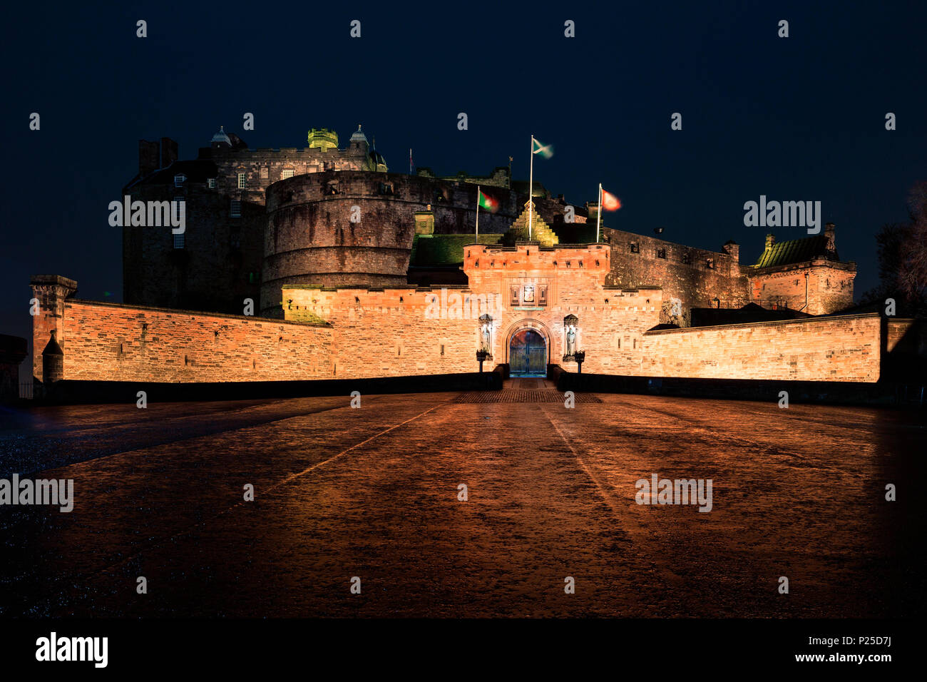 Edinburgh Castle at night, Scotland, UK Stock Photo