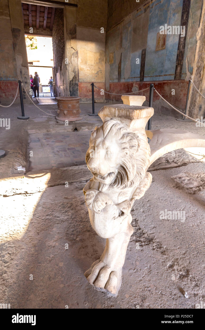 Longus home or theatrical scenes house, Pompei village, Naples district, Campania, Italy Stock Photo