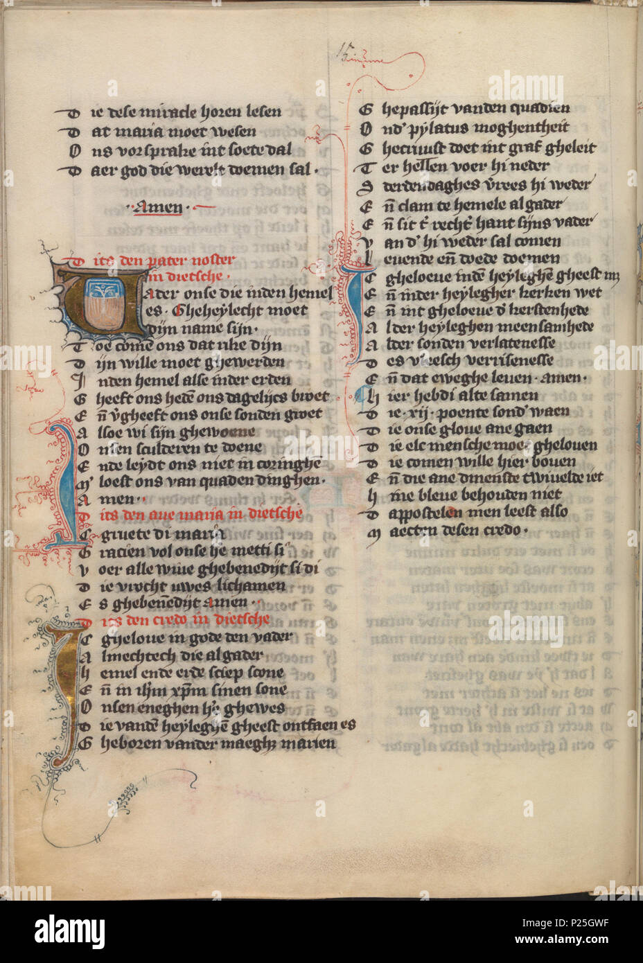 Ave Maria, Pater noster en Credo from Der leken spieghel by Jan van  Boendale (ca. 1280-1351) . Ave Maria, Pater noster en Credo from Der leken  spieghel by Jan van Boendale (