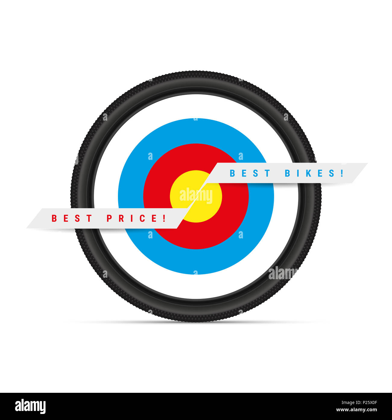 Bicycle Tire, Template for Advertising with Target and Sample Text