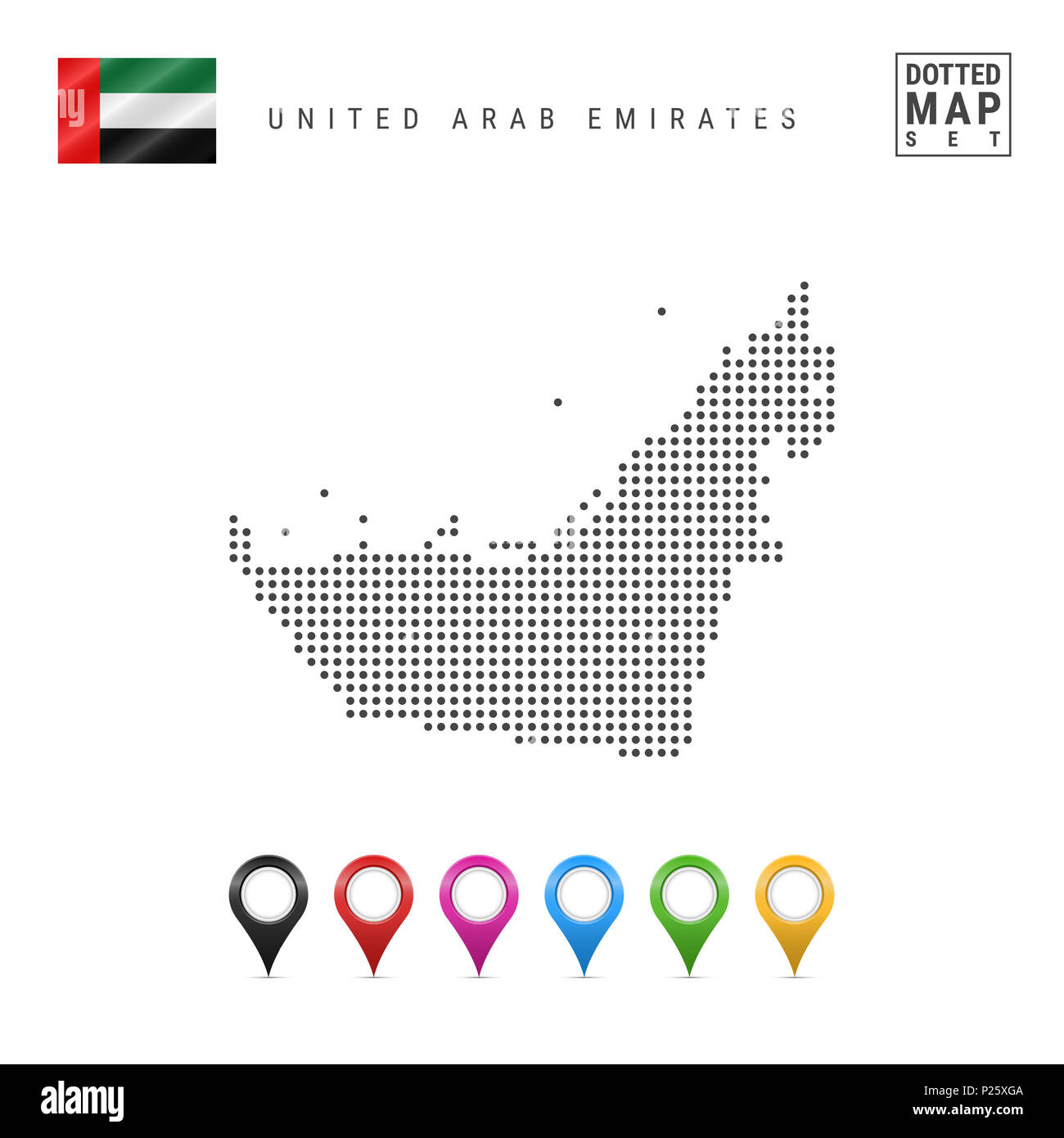 Dotted Map of United Arab Emirates. Simple Silhouette of United Arab