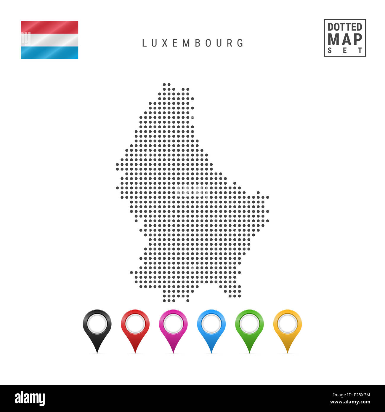 Dotted Map of Luxembourg. Simple Silhouette of Luxembourg. The National