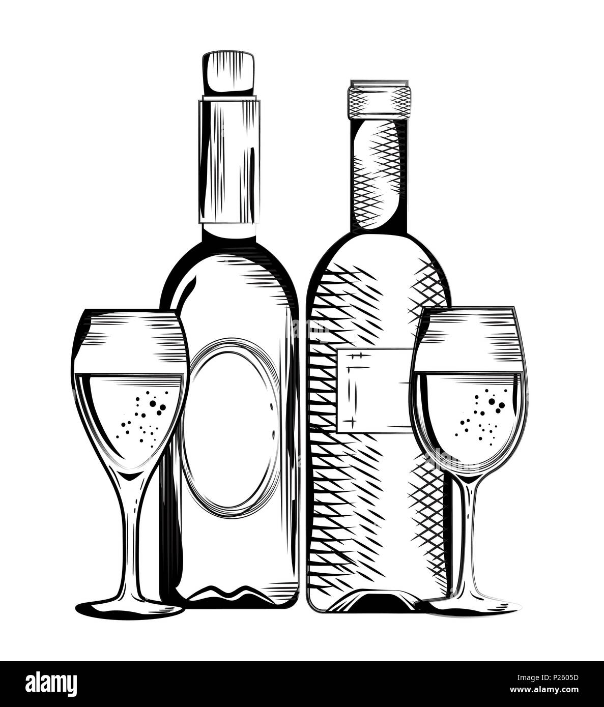 set red wine bottles vector illustration design Stock Vector Image ...