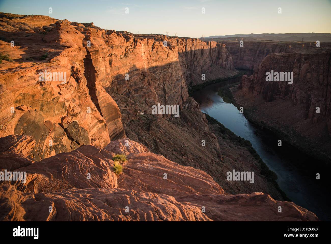 Landscape view of the Colorado River in Page, Arizona during sunset. Stock Photo