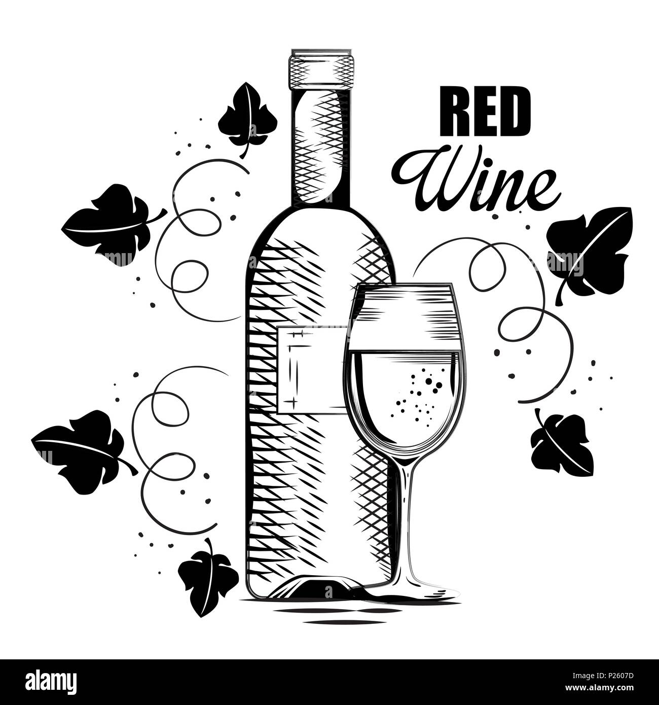 red wine bottle and cup label vector illustration design Stock Vector Image & Art Alamy