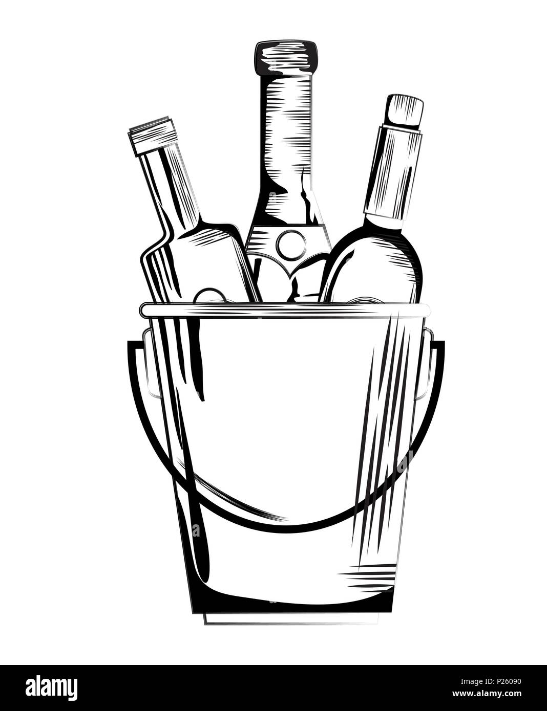 Bottle of chardonnay Black and White Stock Photos & Images Alamy