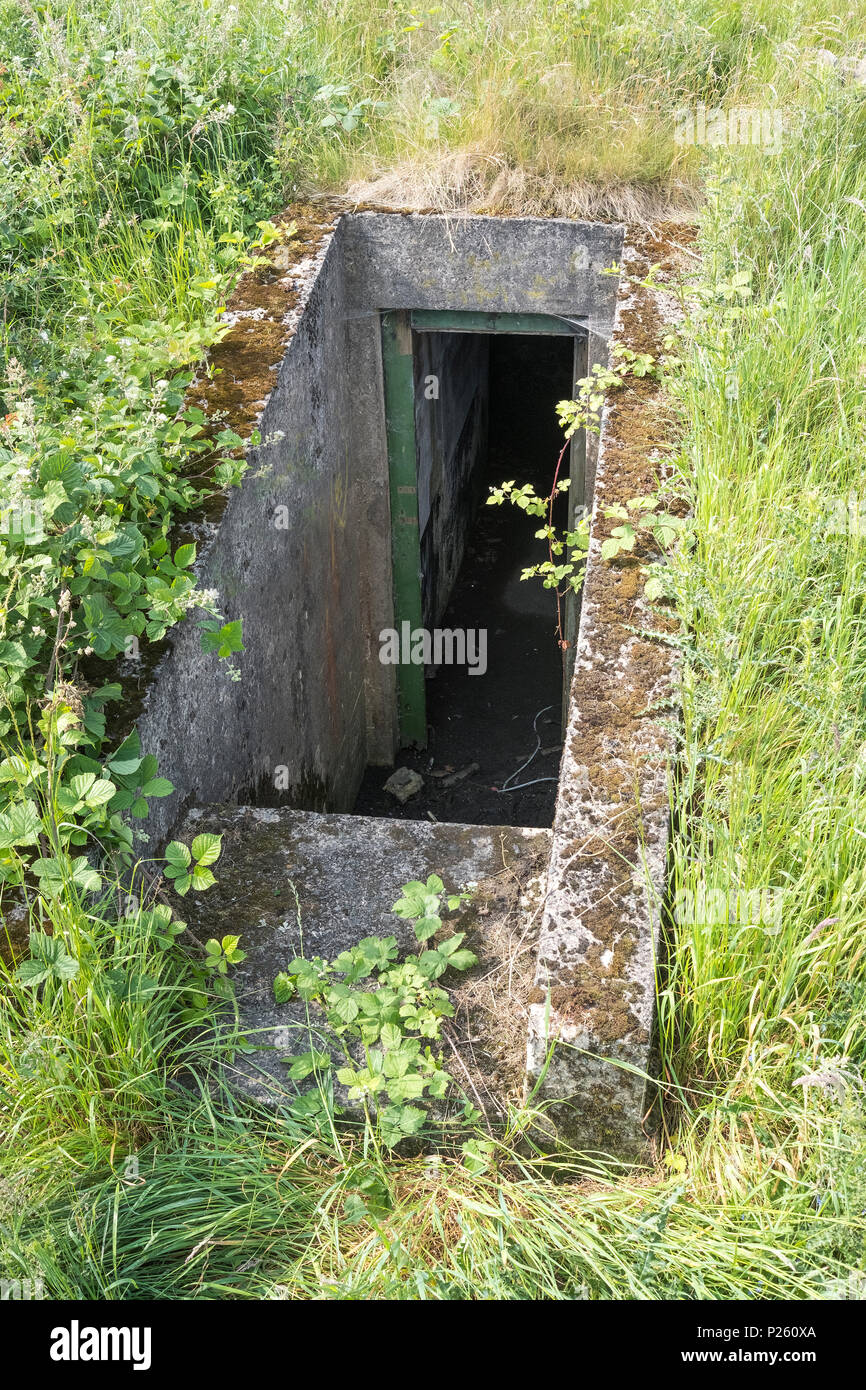 Entrance to a disused air raid shelter near Stanton Ironworks, Derbyshire, UK Stock Photo