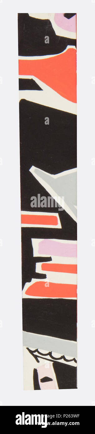 .  English: Drawing, Textile Design: Page, 1919 .  English: Seascape with tall ship in black, white, gray, red, and pink. . 1919 110 Drawing, Textile Design- Page, 1919 (CH 18630775) Stock Photo